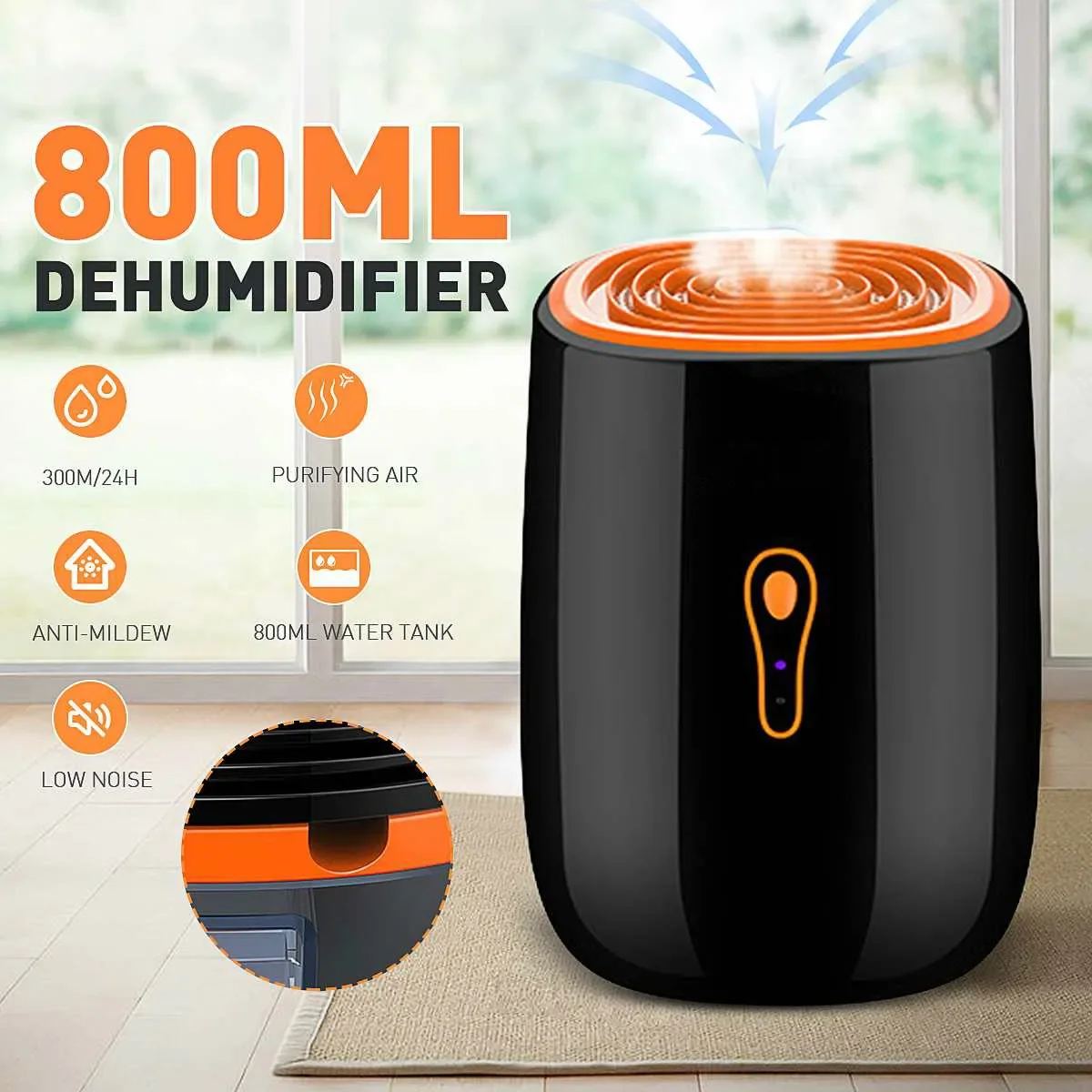 

New Air Dehumidifier 800ml Portable Dryer Low Noise Purification Anti-mold Cleaning Unit Portable Air Dryer Humidity
