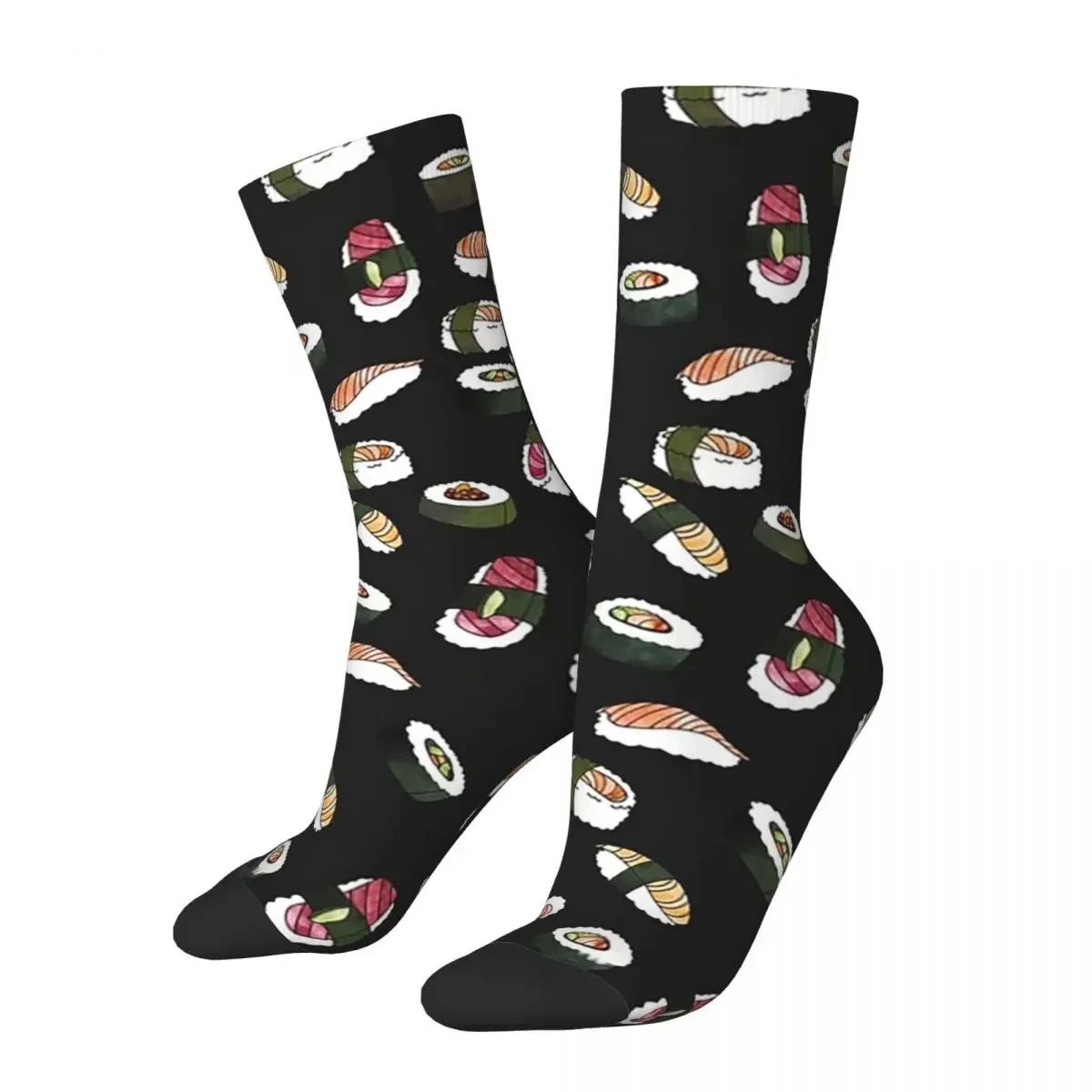 SUSHI (on Black) Socks Harajuku Super Soft Stockings All Season Long Socks Accessories for Man's Woman's Gifts