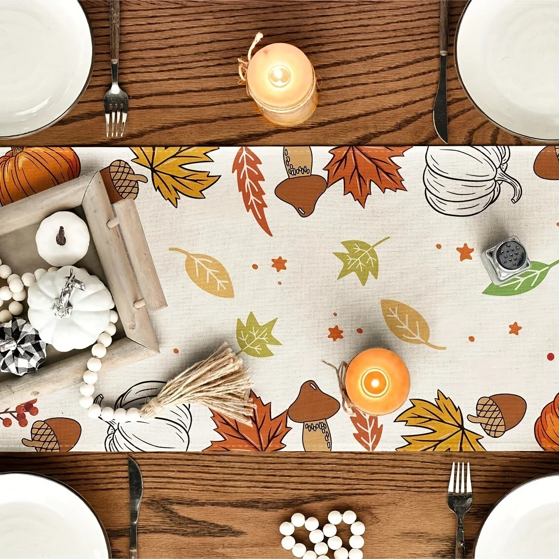 Happy Thanks Giving Kürbis Ahornblätter Thanksgiving Tischläufer Herbst Herbst Küche Esstisch Dekoration Home Party Dekor