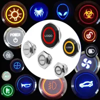 Custom Pattern Car DIY Waterproof Led Light Momentary Push Button Switch 16/19/22/25/30 mm Self Reset Logo Symbol Icon Signal