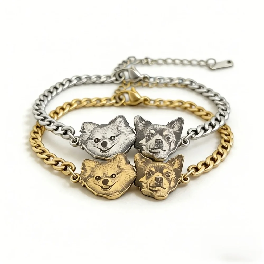 

Personalized Pet Portrait Custom Bracelet Stainless Steel Custom Pet Picture Jewelry Pet commemorate Bracelet Pet Gifts
