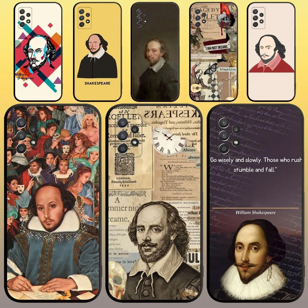 William Shakespeare Phone Case for SamsungA 91,80,73,72,71,70,53,52,51,42,41,40,32,31,30,22,21,20,13 S 4G 5G Soft Black Case