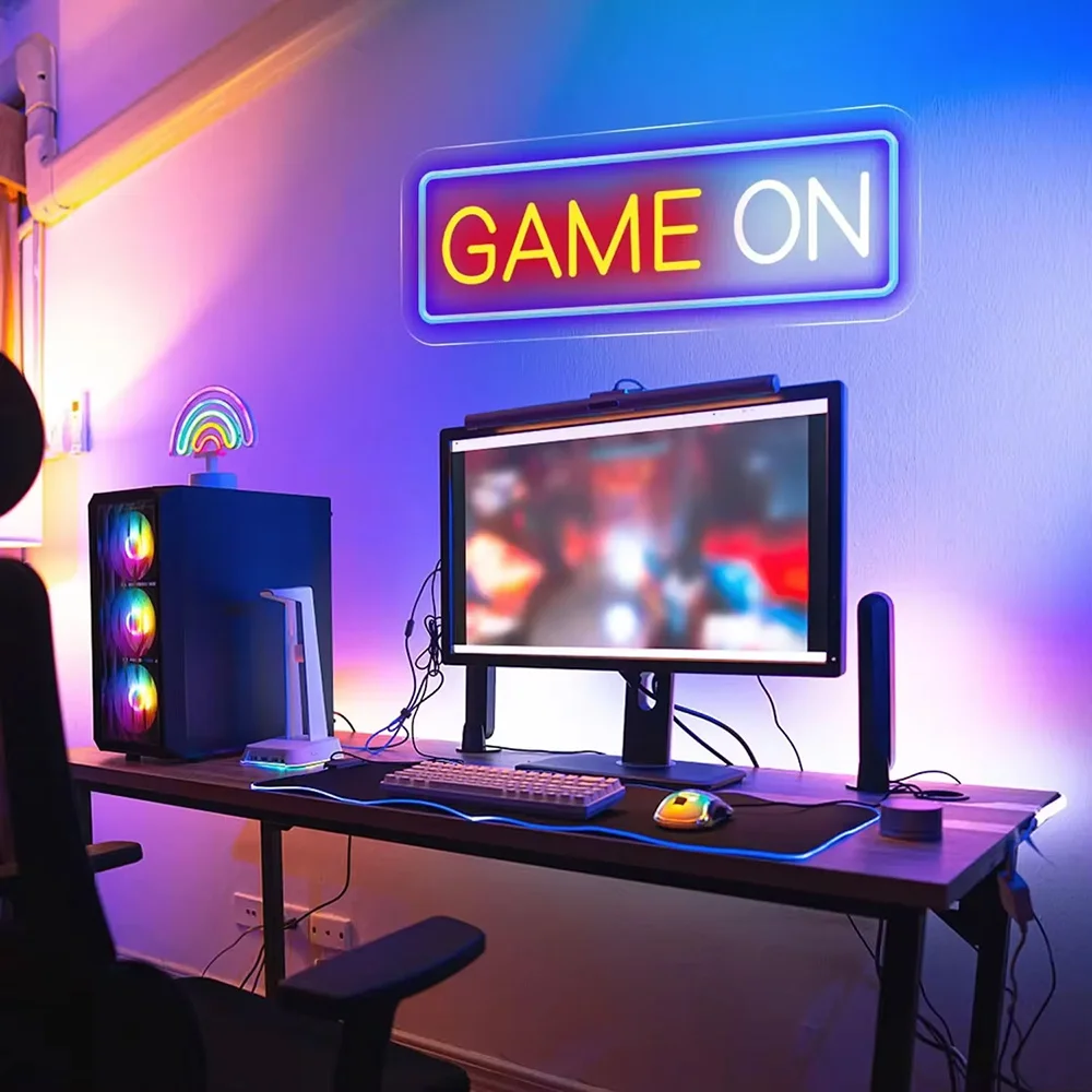 Game on Neon Sign Game Over Neon Light Gaming Room Decor Game Zoom Led Lights for Bedroom Game Room Decoration Gifts for Teen