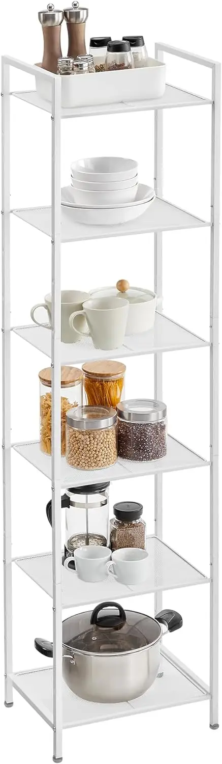 6-Tier Storage Rack, Bathroom Shelf, Extendable Plant Stand with Adjustable Shelf, for Bathroom, Living Room, Balcony