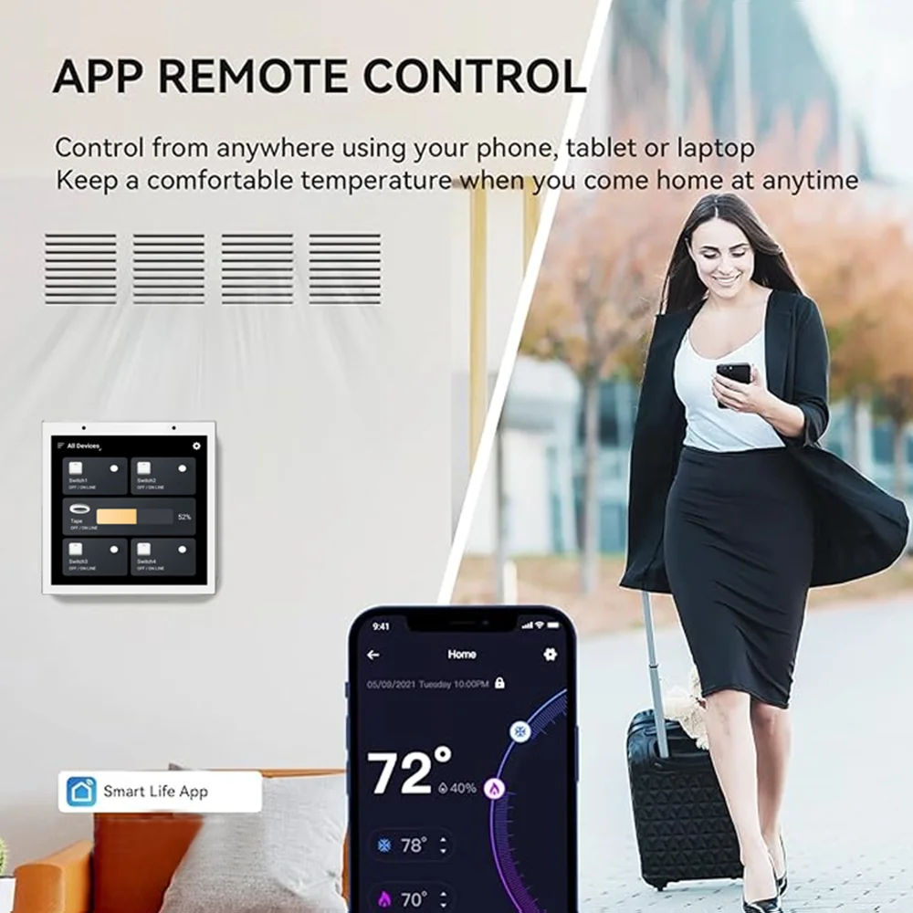 Tuya WiFi+Zigbee Intelligent Touched Screen Center Control Panel Voice Control Built-in ZigBeeGateway Intelligent Center Control Panel 4in Screen Center Control Panel