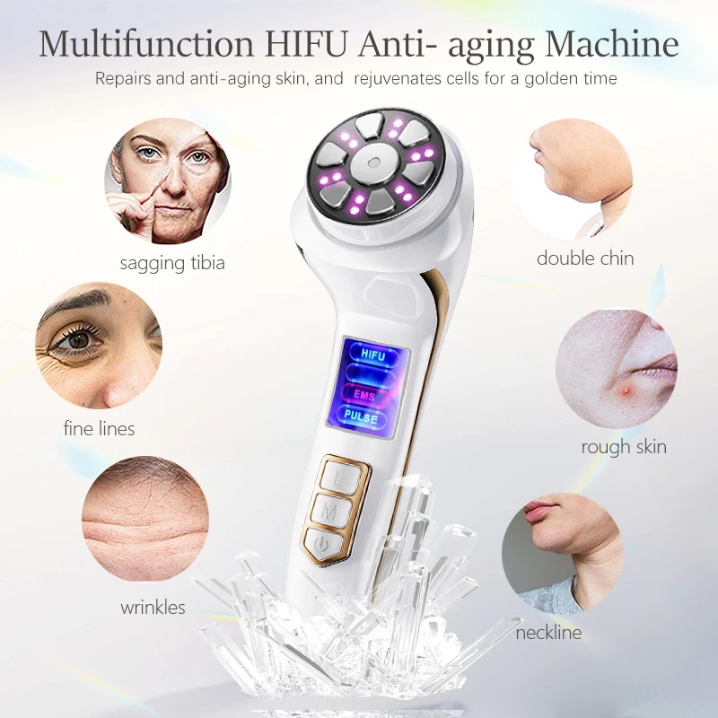 미니 HIFU 얼굴 고주파 미용 치료기 EMS 미세 전류 피부 재생 리프팅 타이트닝 미용 기기