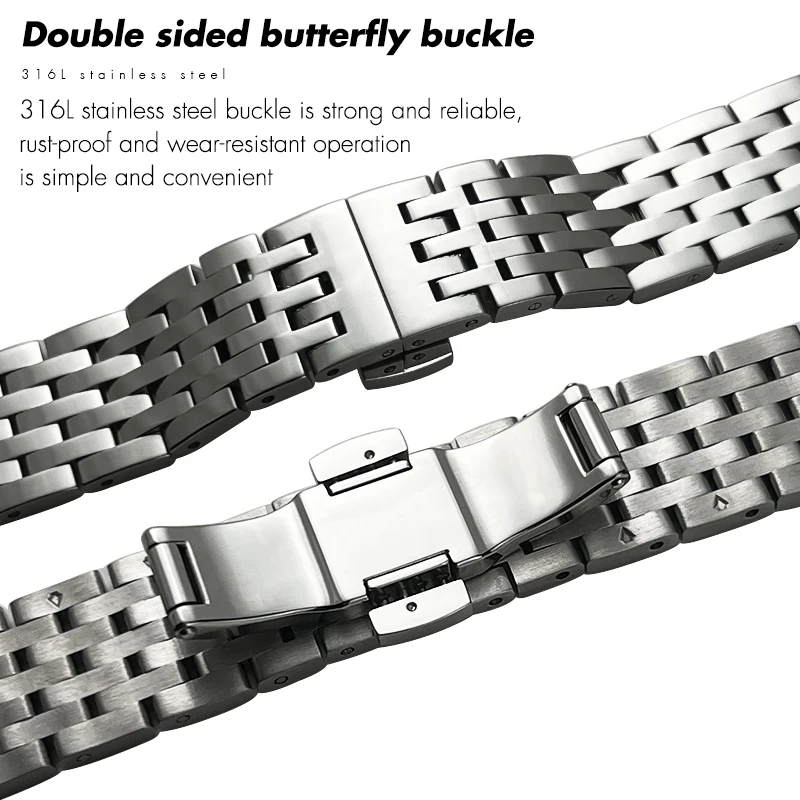 for Tissot T006 1853 T41 Le Locle Couturier Watchbands Solid Stainless Steel Waterproof 19mm Watch Strap Accessories