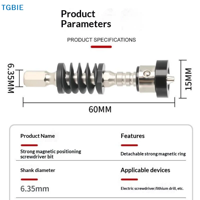 [TL]1Pcs 1/4 Inch Hexagonal PH2 Cross Screwdriver Head Magnetic Screwdriver Head Magnetic Ring Positioning Detachable Limit Ring