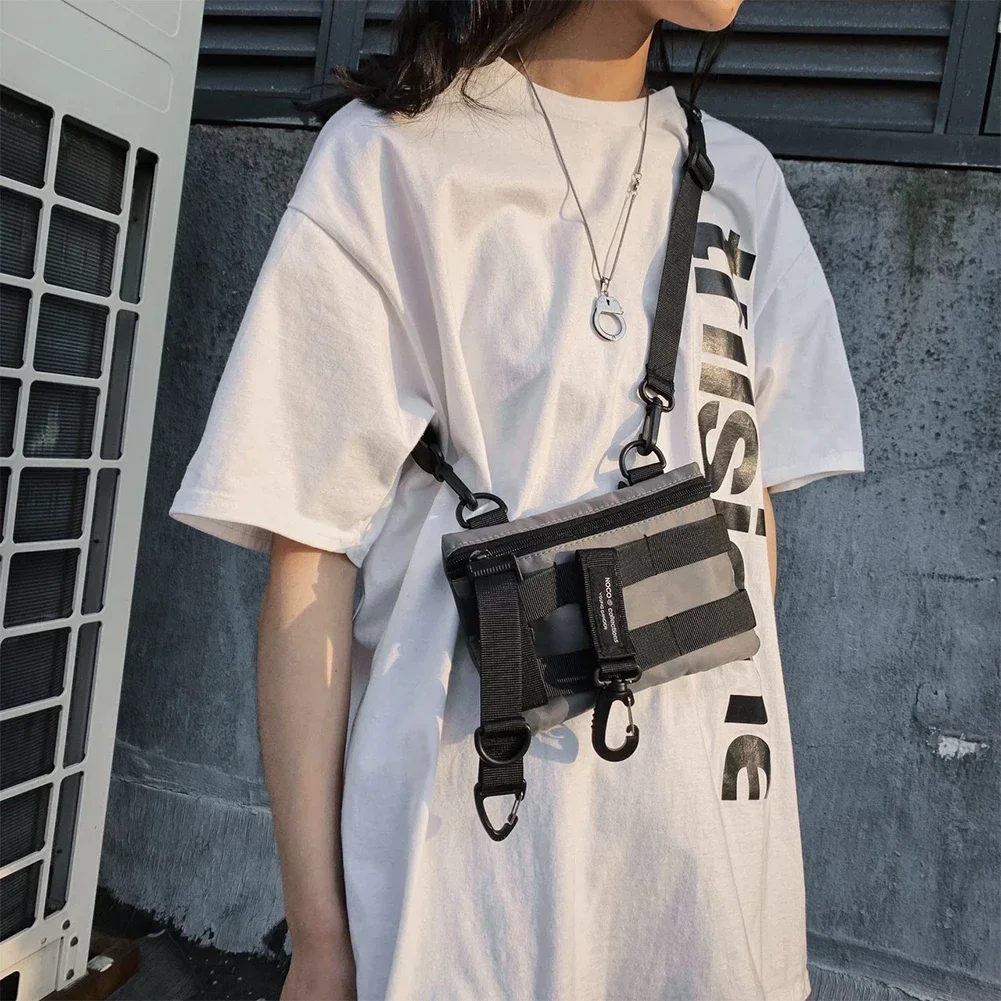 ไหล่Gothic Black Crossbody Messenger Toteกระเป๋าสําหรับผู้ชายผู้หญิงนักช้อปไนลอนHip Hop Techwear SatchelเอวGoth Postman 가