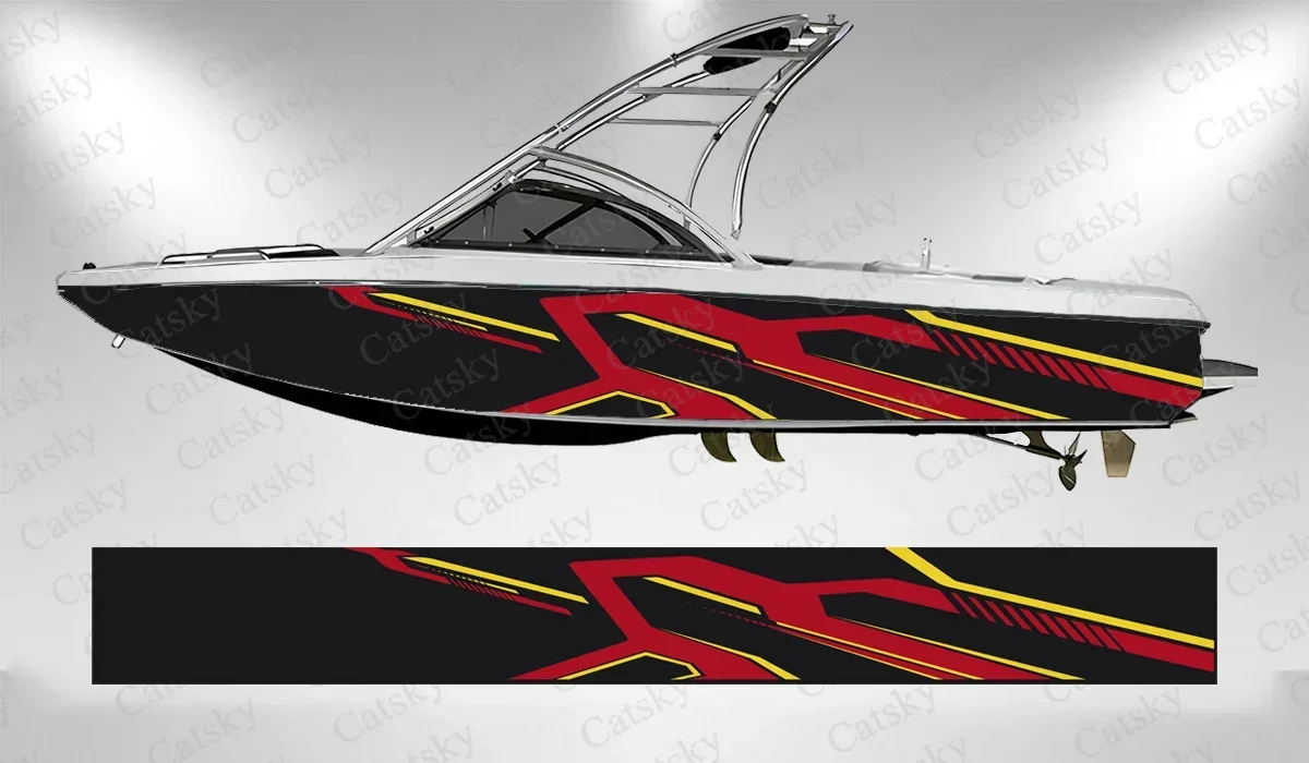 Colorful Irregular Abstract Triangle Stripes Boat Wrap Sticker Vinyl Boat for Pontoon Deck Boat Fishing Platform Decal Sticker 5