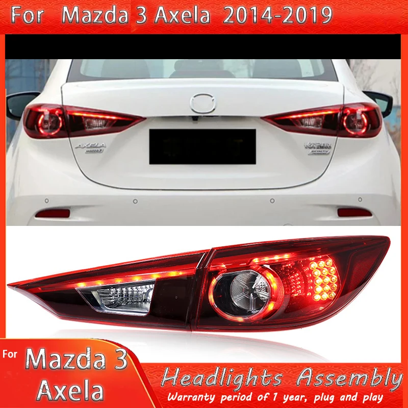 Car Taillights Assembly For Mazda 3 Axela 2014-2018 LED Auto Rear Back Lamps Upgrade Highlight Flashing Taillight Accessories