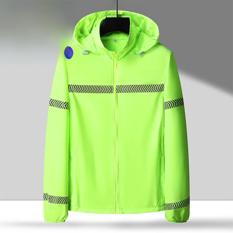 Ultra-Thin Breathable Men's Outdoor Fiing Jaet Reflective Strip Lightweight Summer Skin Windbreaker Modern Sle Hoodie
