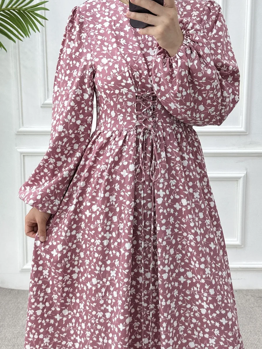 Muslim Women Dubai Abaya Luxury Floral Ramadan Robe Printed Holiday Long Dress Kaftan Femme Evening Maxi Dresses Islam Clothing