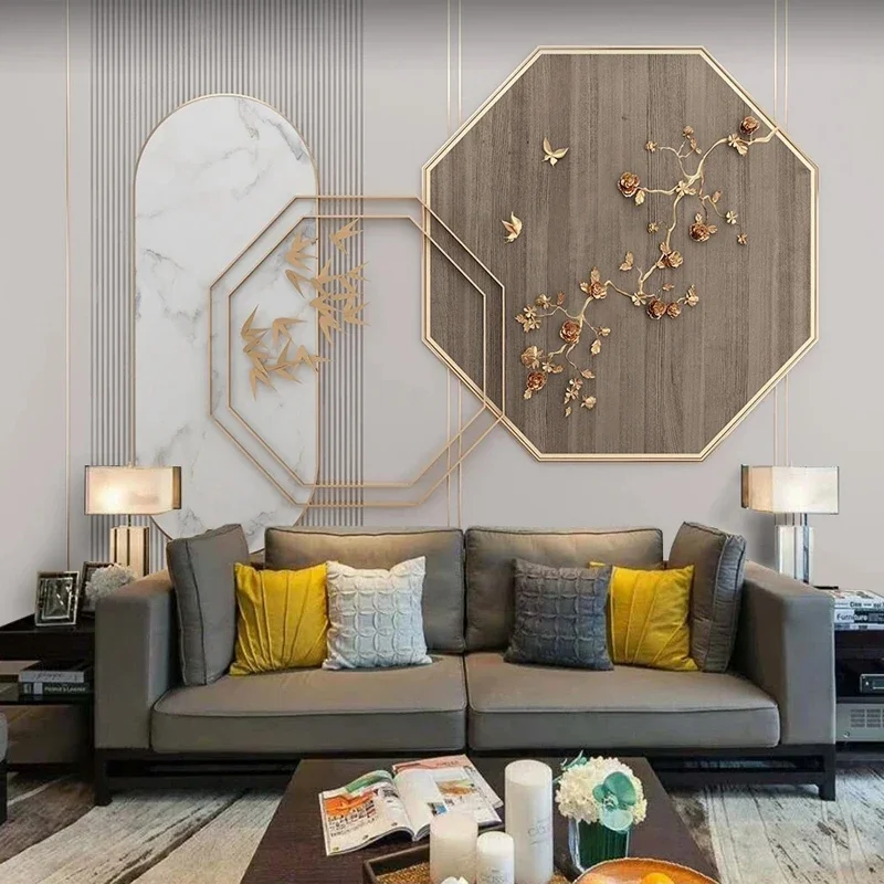Custom Size Modern 3D Embossed Geometric Pattern Flowers Birds Wallpaper Bedroom Living Room TV Background Wall Mural Home Decor