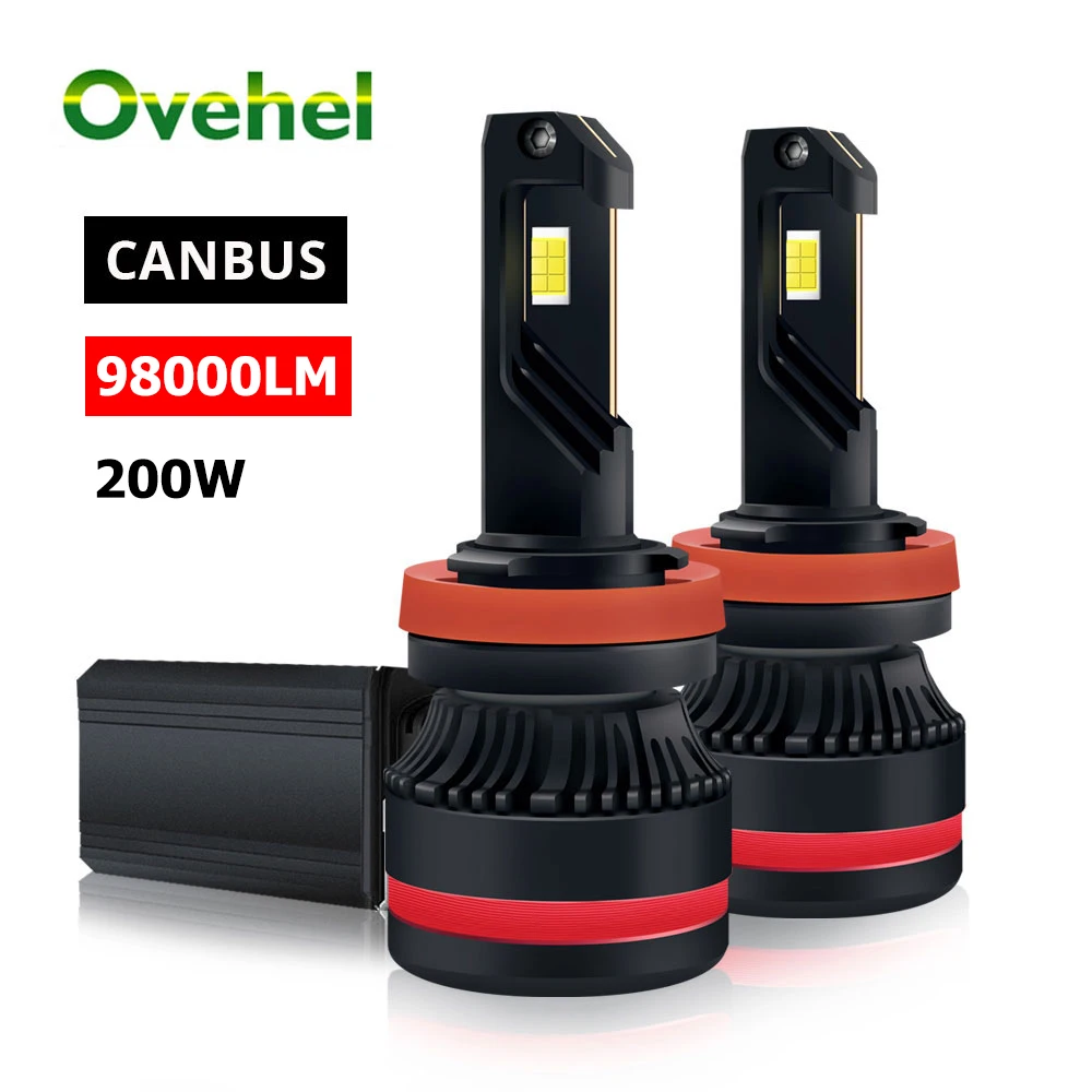 OVEHEL H4 H7 LED Car Headlight 200W 98000LM Canbus H1 H8 H9 H11 9005 HB3 9006 HB4 880 881 LED Bulb Auto Fog Lamp Auto Headlamp