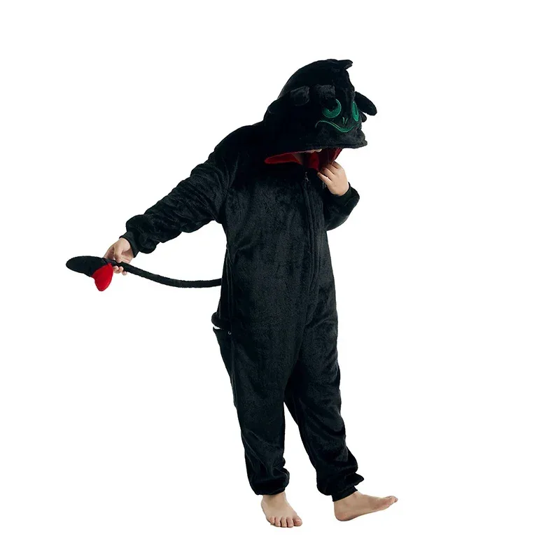 Kinder Onesie Zahnlos Cosplay Kostüm Halloween Pyjamas 1-teiliger Pyjama Weihnachten Junge Mädchen Ganzkörperkleidung Anime Homewear