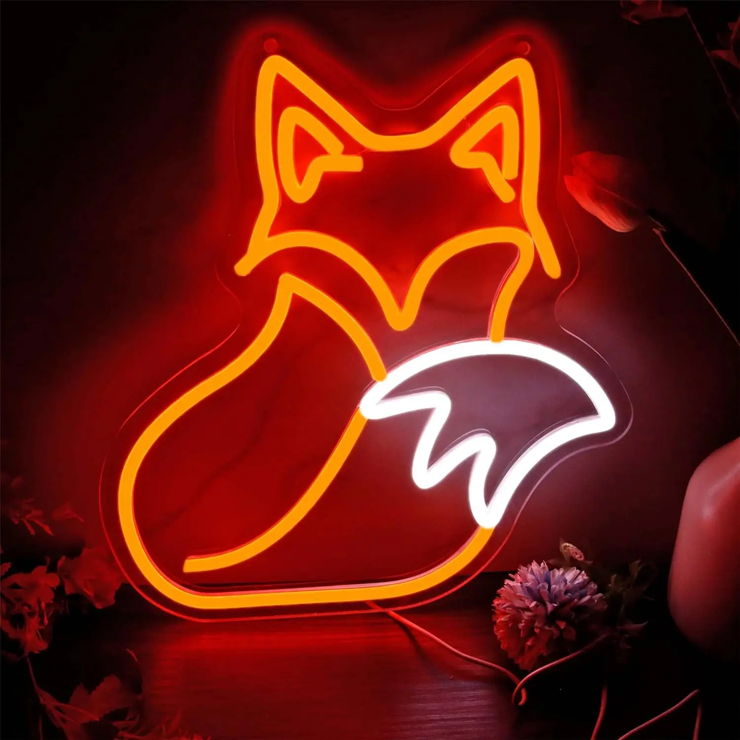 

Светодиодная неоновая вывеска Fox для декора стен, неоновая лампа в виде животного, питание от USB, для спальни, гостиной, магазина, бара, клуба, вечеринки, подарок