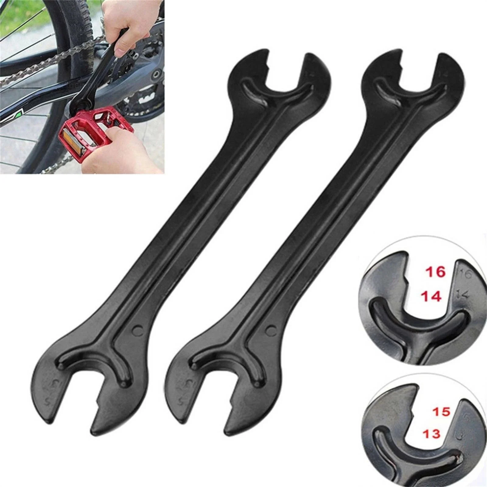 

2PCS Bike Hub Cone Wrench Bicycle Wheel Axle Pedal Spanner 13-16 mm Repair Tool
