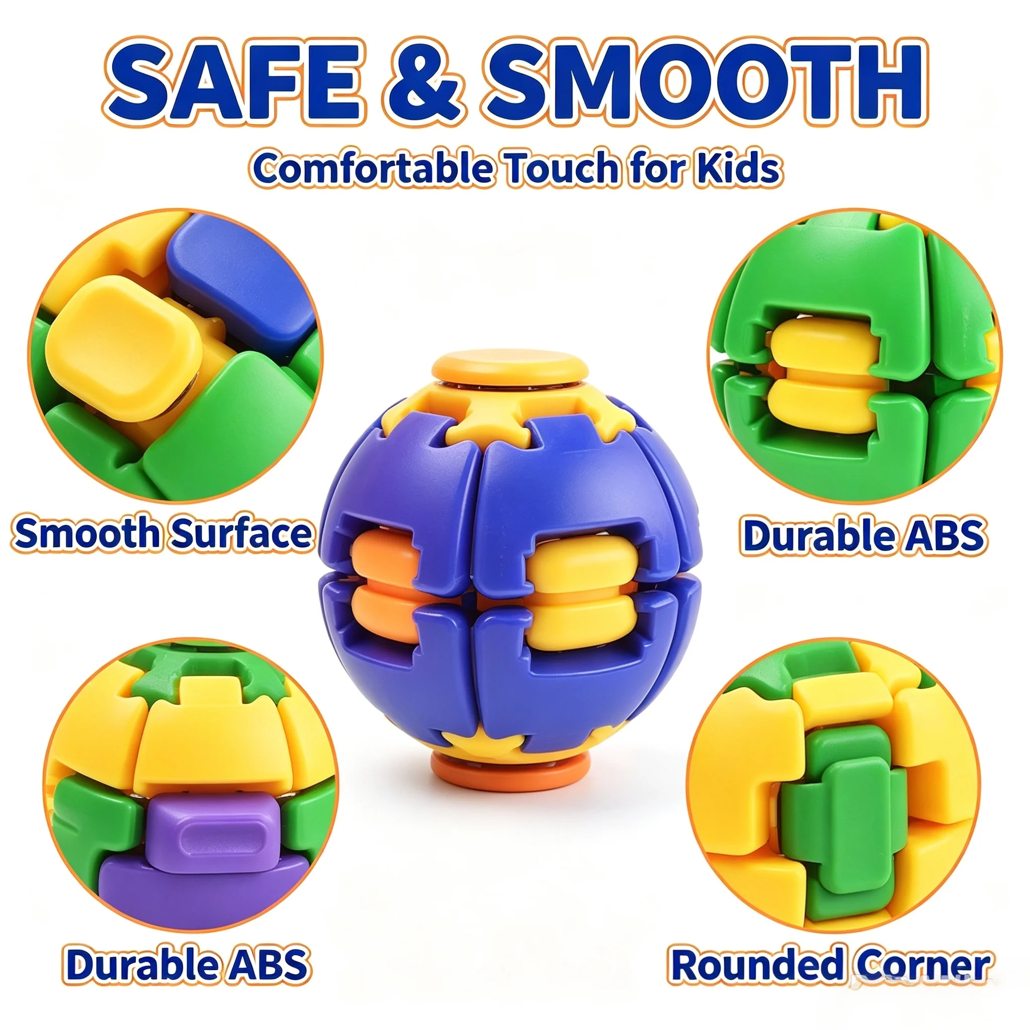 3D Rotate Slide Magic Puzzle Ball Fidget Toy Brain Teaser Stress Relief Handheld Sensory Game Educational Puzzle Toy for Childre