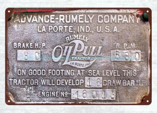 Advance Rumely Oil Pull TRACTOR (1917-24) metal tin sign contemporary decor