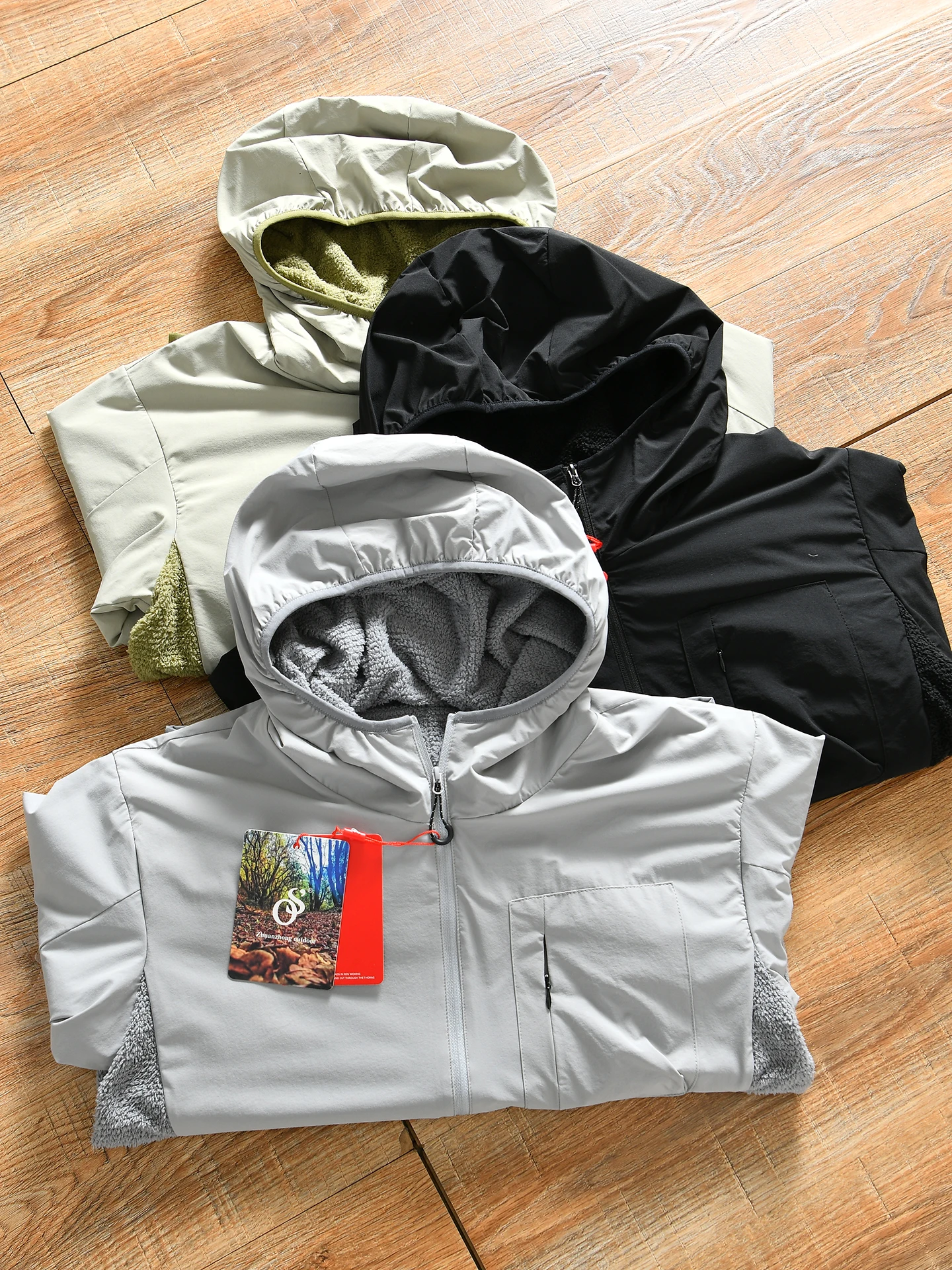 Men's Outdoor Casual Hooded Fleece-Lined Jacket Lightweight Warm Windproof Water-Resistant Fall Winter Standard Fit Zipper Cl...
