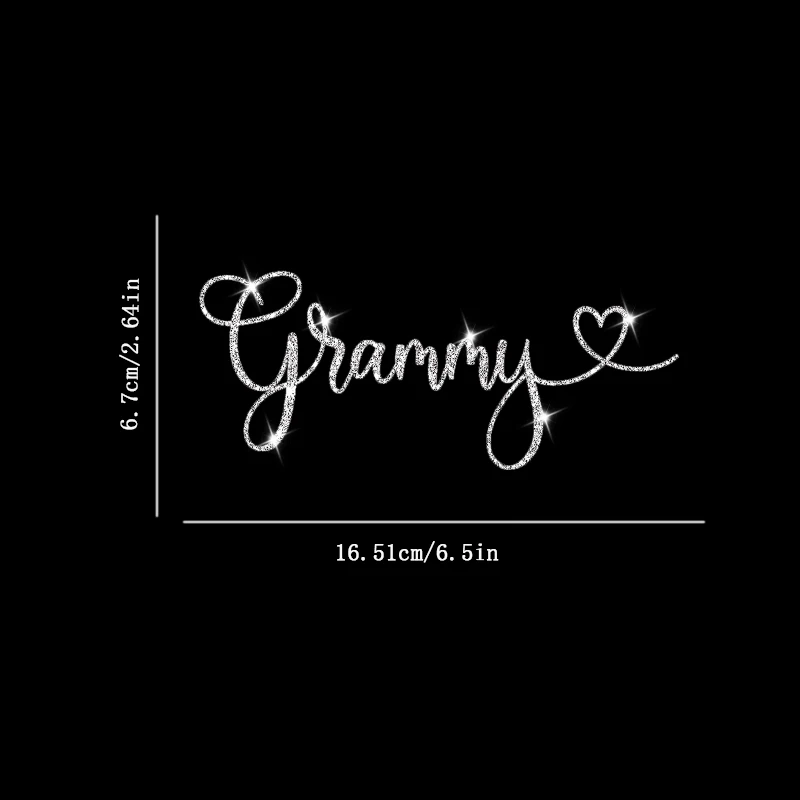 Sparkling Grammy With Heart Decals, Suitable for Decorating Glass Doors and Windows, Bedroom Doors, Wall Sticker, Car Sticker