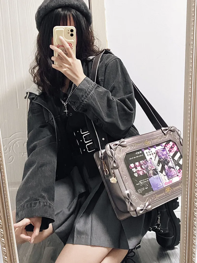 Original Design Photo Frame Pain Bag Shoulder Crossbody Bag for Girls Retro Square Transparent Commuting Bag Daily Matching