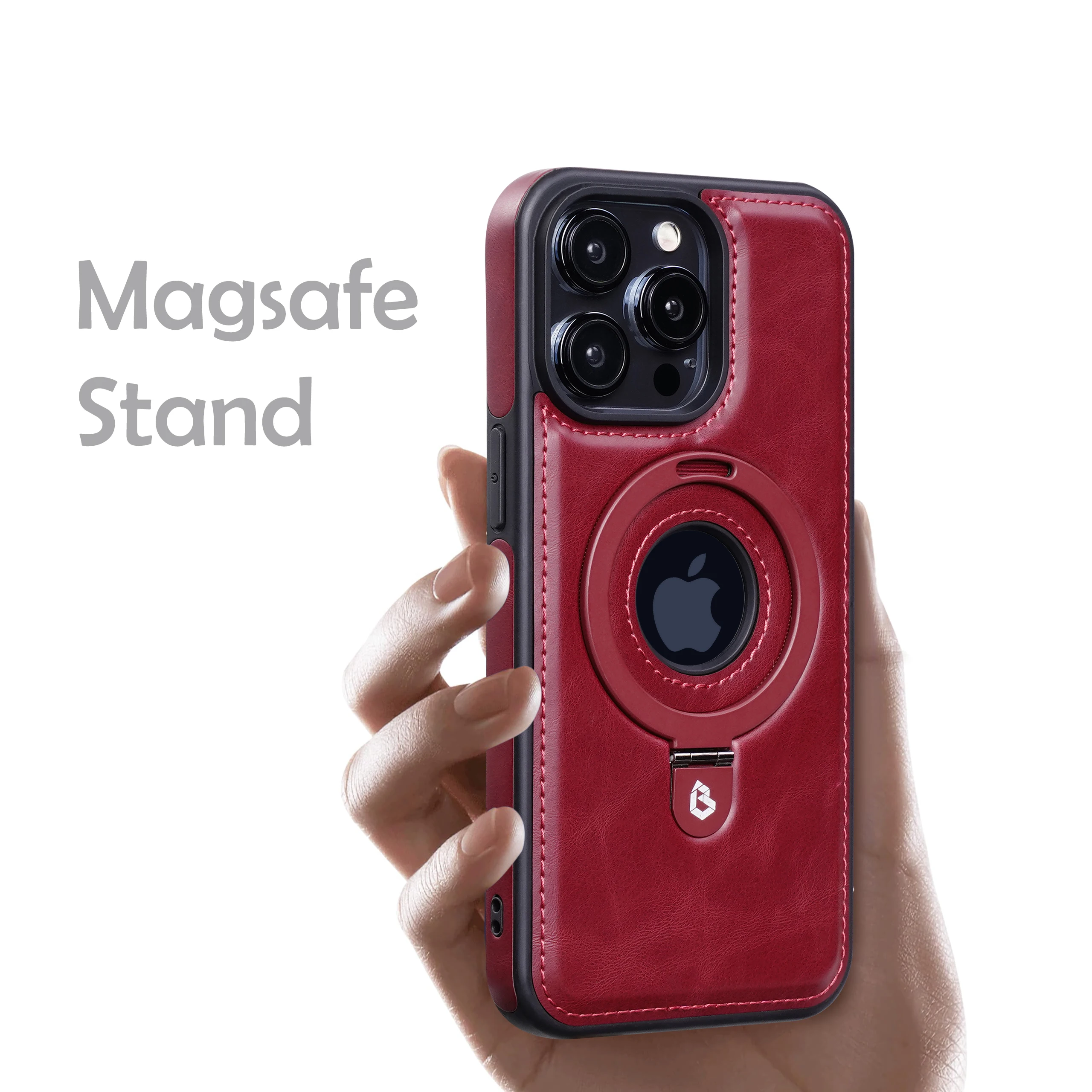 Coque de téléphone avec support magnétique en cuir de luxe pour iPhone, charge sans fil Magsafe, coque antichoc, Funda, 15, 14, 13, 12, 16 Pro Max Plus