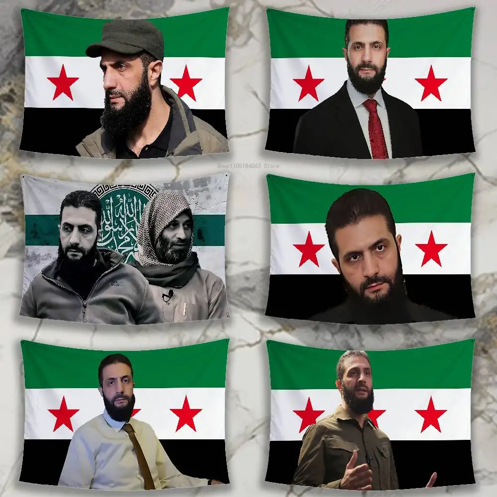 

A-Ahmed al-Sharaa S-Syrian Flag Tapestry Banner For Bedroom Outdoor Living Room Restaurant Bar Wall Decor Party