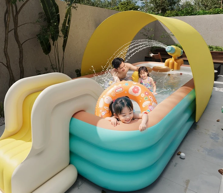 

Inflatable swimming pool Thickened awning Slide pool Children Adult household foldable
