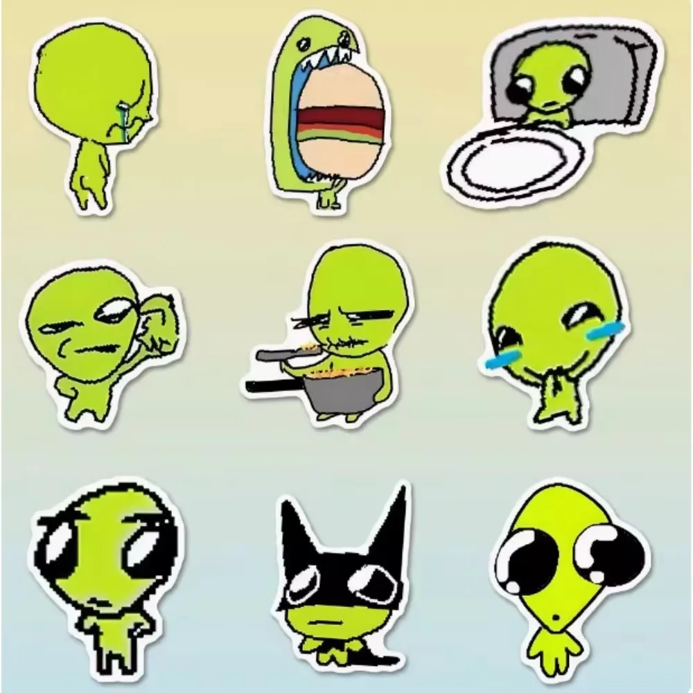 52 قطعة عيون كبيرة مضحكة Q-সংস্করণ الأخضر الغريبة ملصق DIY بها بنفسك المواد ديكور لحالات الهاتف دفتر سطح المكتب مكتب الجدار