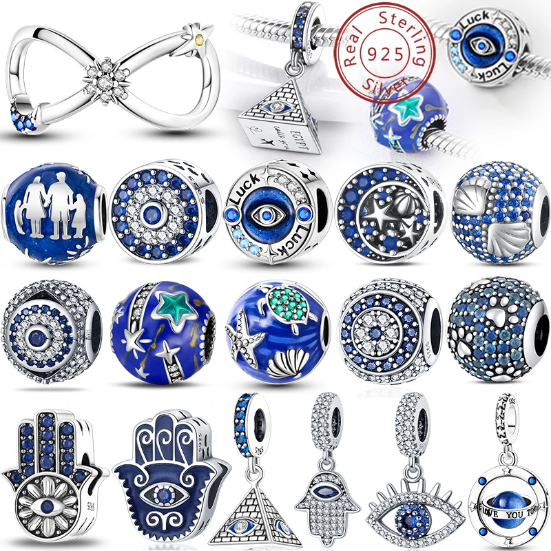Charms passen Pan Original Armbänder 925 Sterling Silber Teufelsauge Sonne Mond Delphin Klaue Ozean Perlen 3 mm DIY edlen Schmuck Geschenke