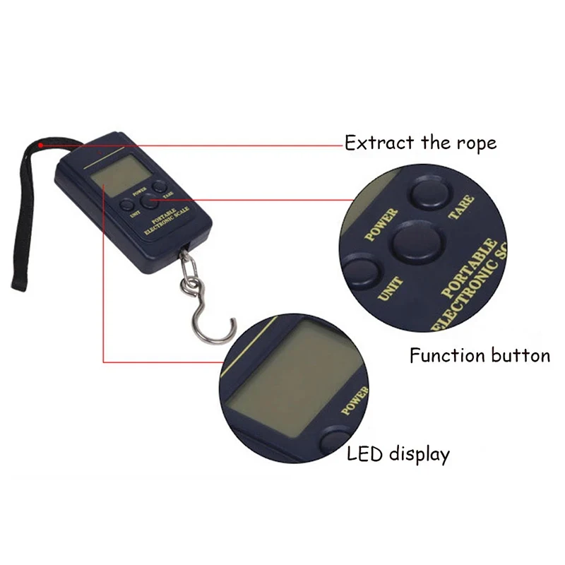 Waga kuchenna 40kg/10g Mini waga cyfrowa do bagażu wędkarskiego waga podróżna waga wisząca elektroniczna poręczna waga kieszonkowa