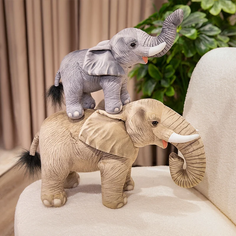 33/43CM Simulation Elephant Plush Doll Lifelike Stand Elephant Toy Cute Home Decoration Gifts