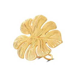 Luxury Big Leaf Ring Women's Chunky Waterproof Accessories 2024 Trend, High Quality Stainless Steel Jewelry Party Gift