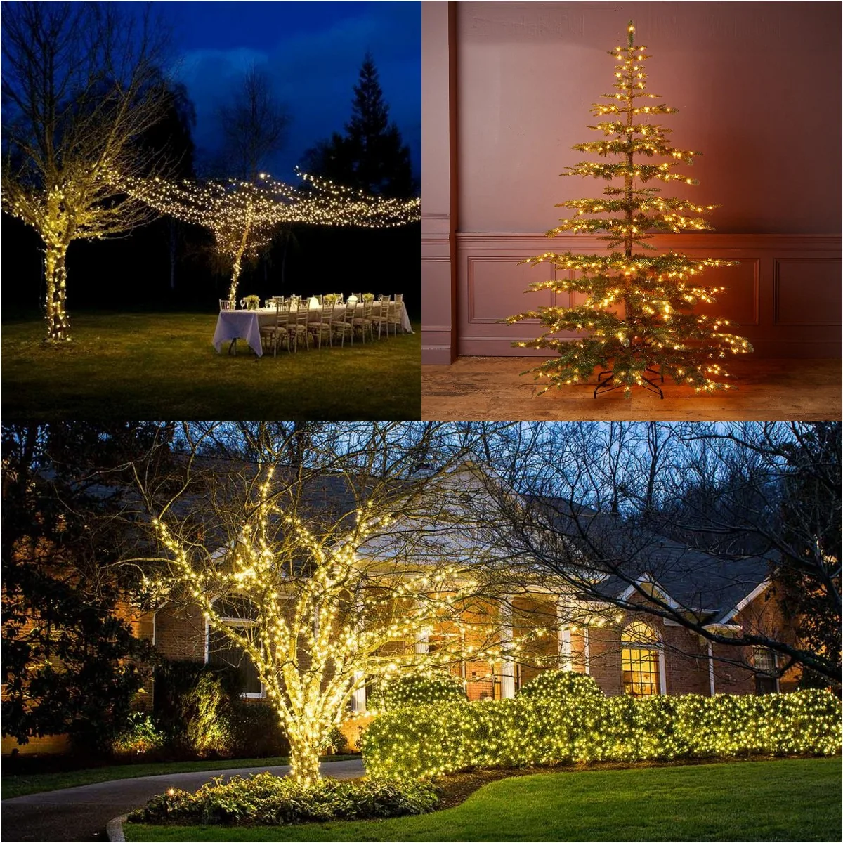 Luces de hadas Led de alambre plateado para Navidad, guirnalda impermeable para exteriores, decoración, lámpara de cadena para fiesta de Halloween, iluminación de vacaciones