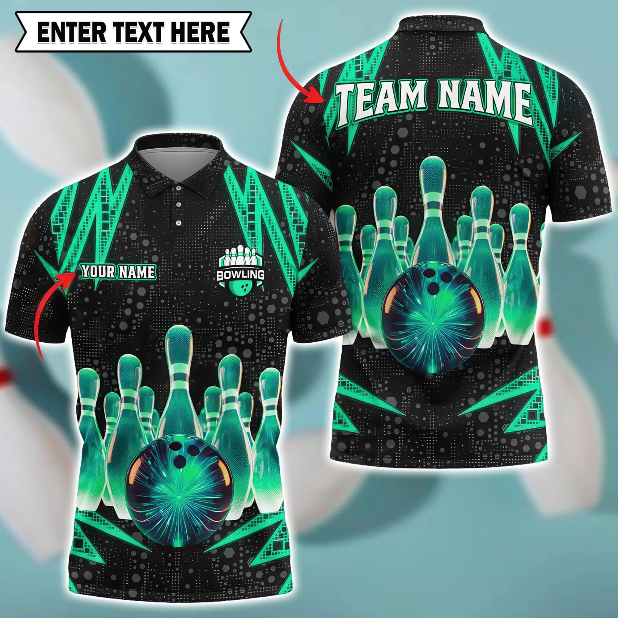 Bowling Graphic 3D Printed Polo Shirts 2025 Fashion Custom Name Team Name Mens Polo Shirt Casual Quick Dry Team Uniforms Tee
