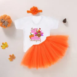 Cute Turkey My 1st Thanksgiving Baby Girl Tutu Dress Set Fall Baby Outfit Babys First Thanksgiving Romper +tutu Dress Clothes