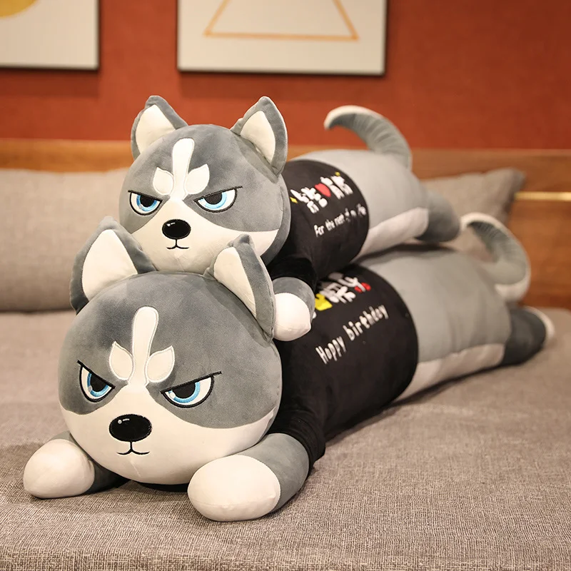 

New Soft Body Big Dressing Husky Dog Doll Home Decoration Sofa Pillow Children Girl Holiday Gift Toys