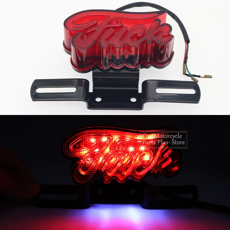 

Universal Retro Old School Motorcycle Tail lights Rear License Plate Taillight For Harley Chopper Bobber Softail Custom