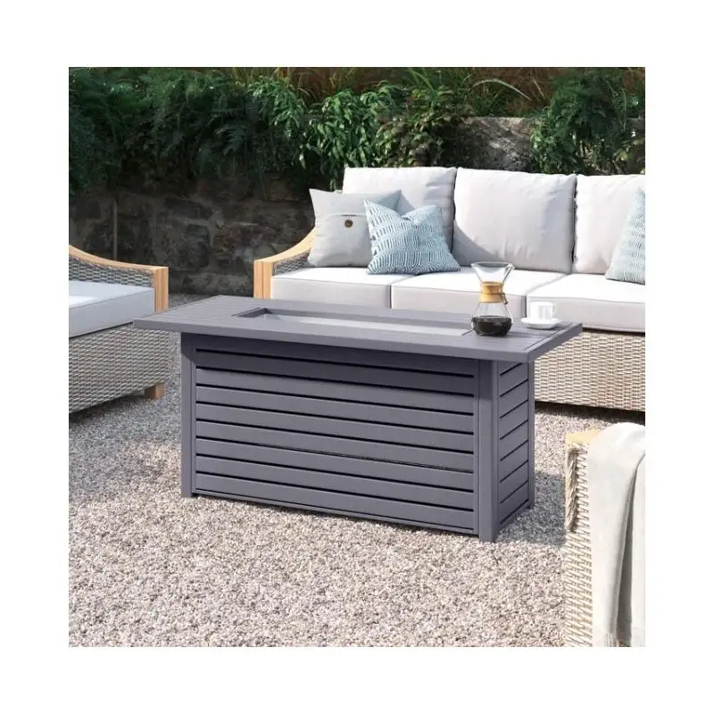 

Outdoor Fire Pit Table for Propane or Natural Gas with Lid - Perfect for Patio and Backyard Heating