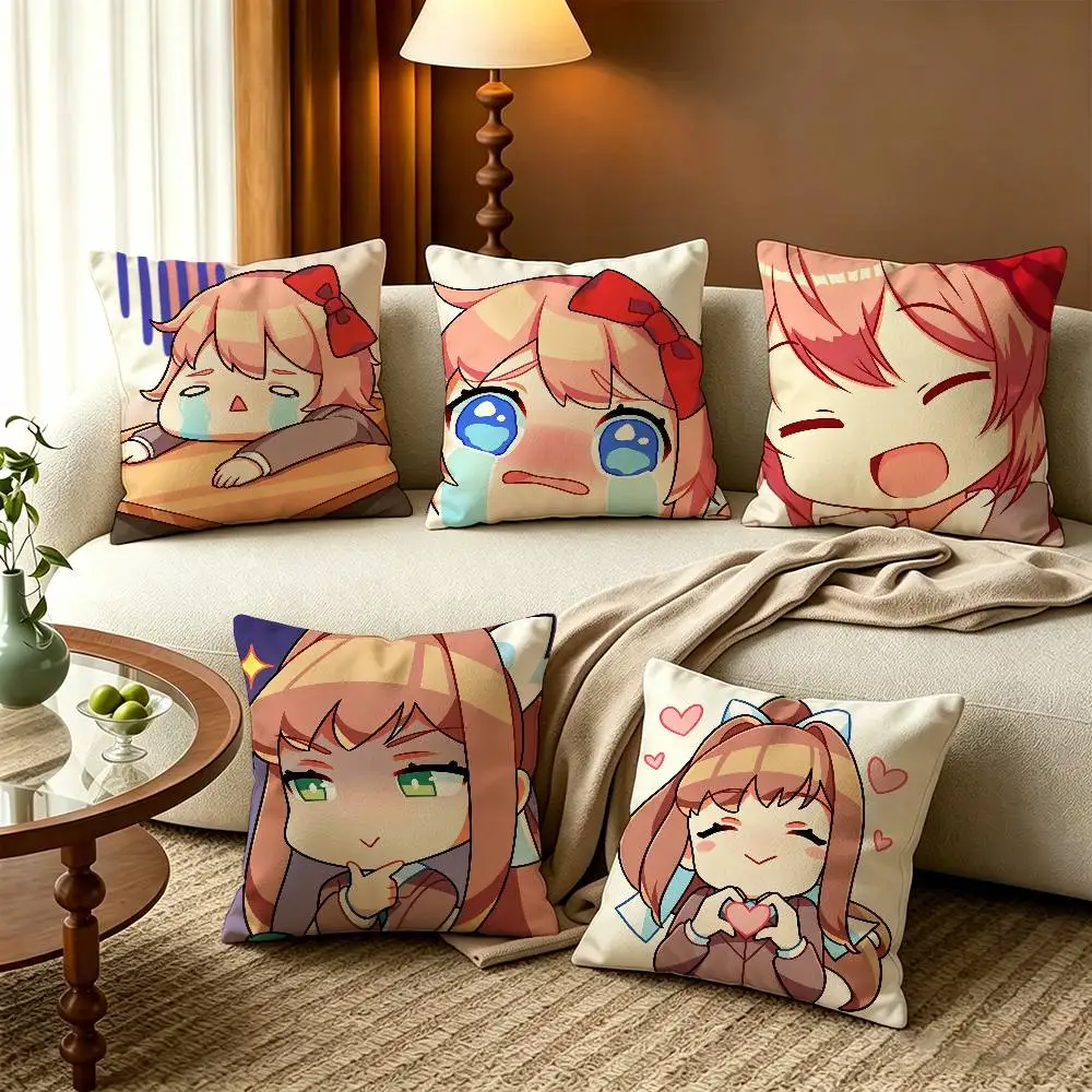 

Moe emoji Doki D-DDLC Square Zipper Cotton Linen Fabric Pillow Cases Bedroom Home Decorative Boys Girls Gift