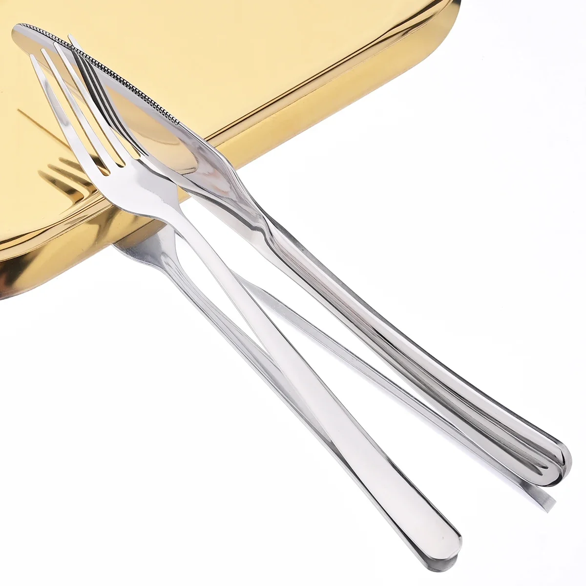 4/16/24/32Pcs Dinnerware Set Stainless Steel Cutlery Set Silver Knife Fork Spoon Dinner Set Kitchen Flatware Silverware