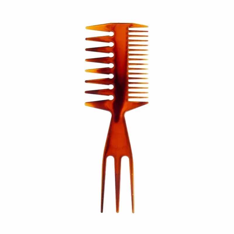 Men Oil Head Comb Hairdresser Haircut Wide Tooth Fork Comb Two-side Tooth Design Detangling Comb Salon Barber Hairdressing Tools