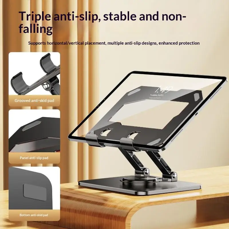 1Pcs 360° Rotatable Foldable Pad Stand Universal Tablet Stand Holder Height Adjustable Tablet Stand Carbon Steel For 4~16 Inches