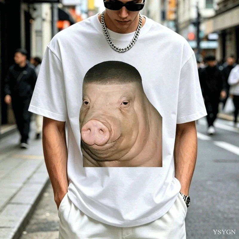 Wigger Pig Fade Buzz Corte De Pelo Divertido Meme Camisetas Ropa De Hombre Camiseta De Humor Retro Unisex De Gran Tamaño
