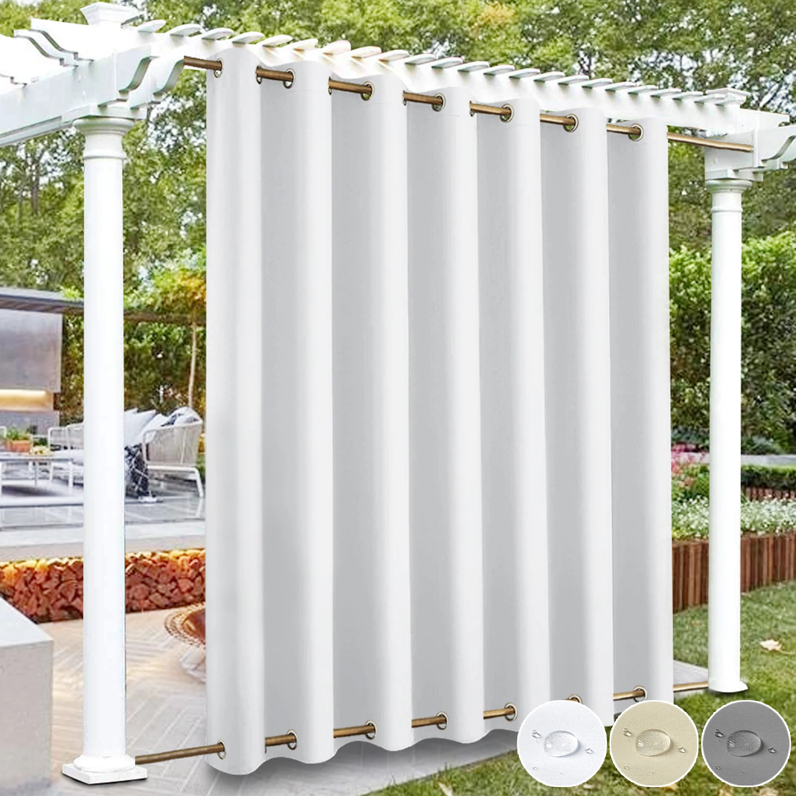 Outdoor Patio Curtains Eyelets Top and Bottom Waterproof Drapes Gazebo Porch Sliding Door Blackout Curtains Windproof cortinas