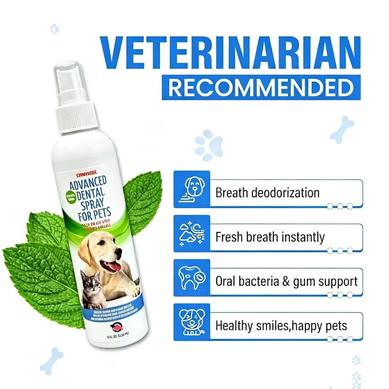 Advanced Pet Dental Cleaning Spray Fresh Breath Plaque: Remover Daily Oral Care Dogs Cats