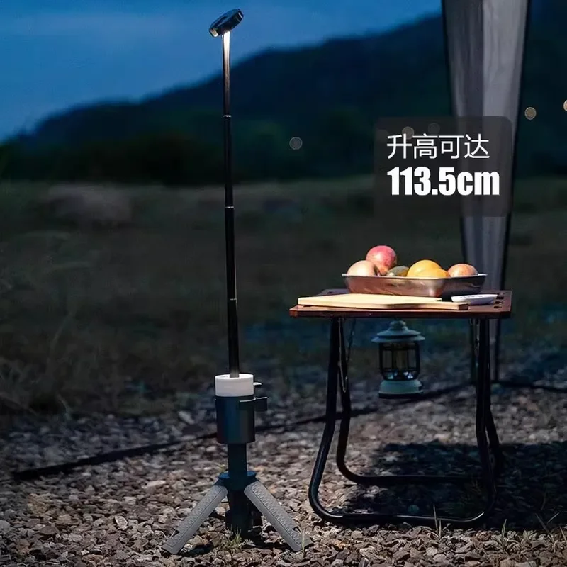 Rechargeable Camping Light Portable LED Tent Lamp Outdoor Fill Lighting with Telescopic Tripod Stand for Night Hiking
