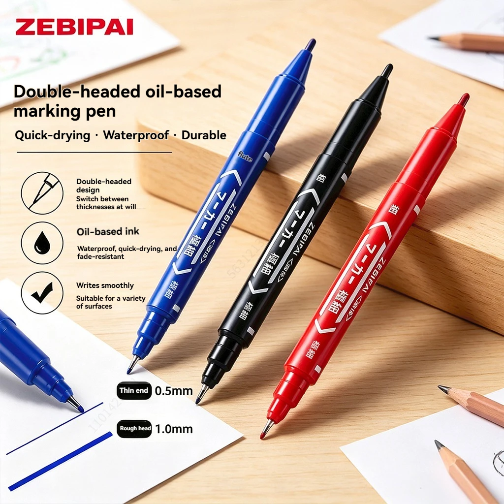10-100 Teile/satz Doppel Spitze Permanent Farbe Marker Stift Schwarz für Reifen Fettige Marker Schnell Trocknend Unterschrift Stift schreibwaren – Detail 8